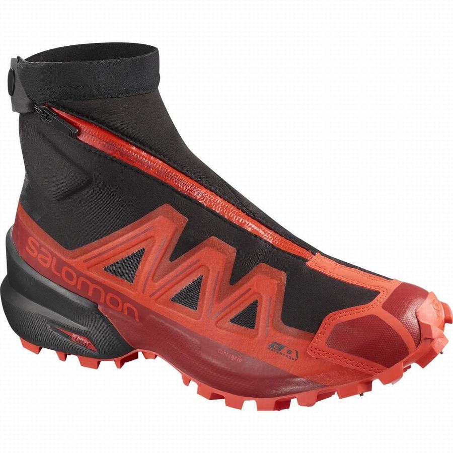 Salomon Snowspike Climasalomon™ Vattentäta Trail Löparskor Herr Svarta/Röda [MVL23ZC]